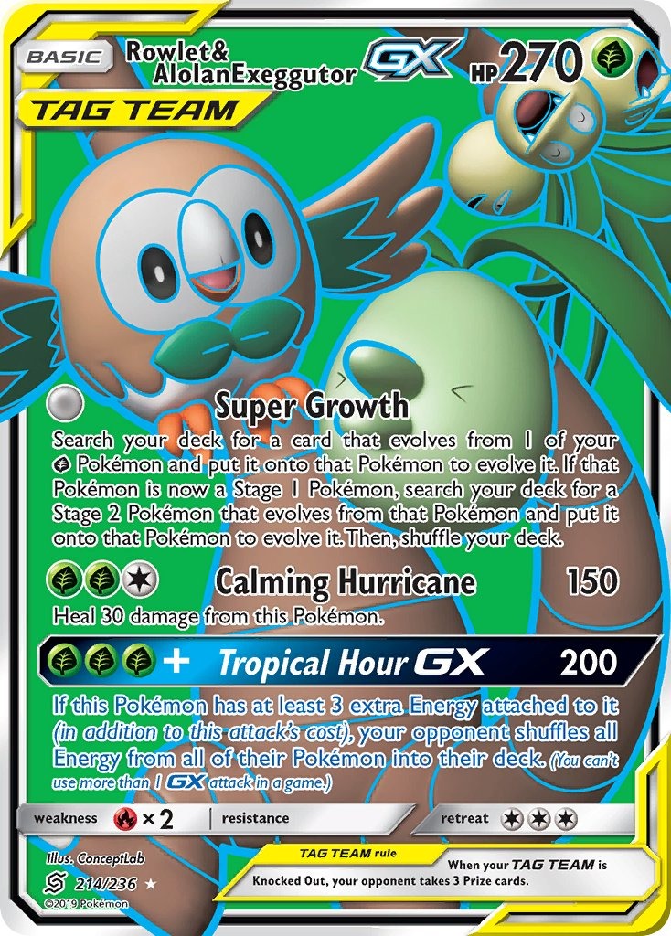 Rowlet & Alolan Exeggutor GX 214/236
