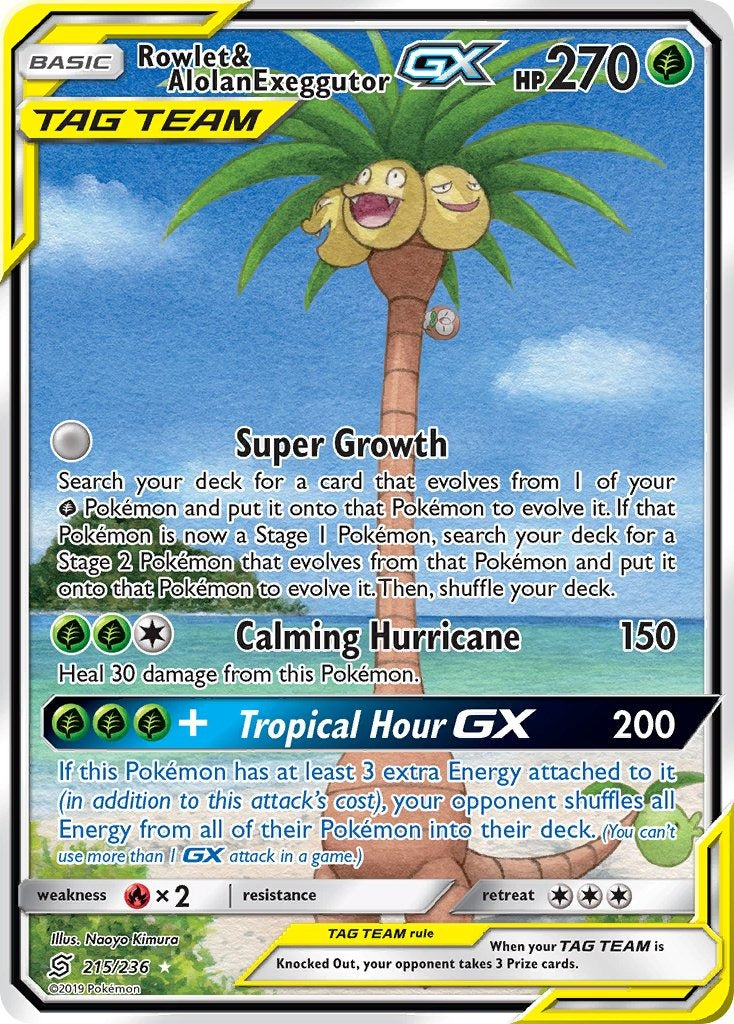 Rowlet & Alolan Exeggutor GX 215/236